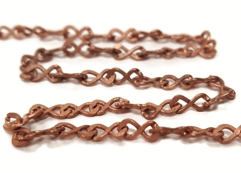 5 Feet Vintage Copper Coated Steel Figure 8 Fancy 3.5mm. Cable Chain M152