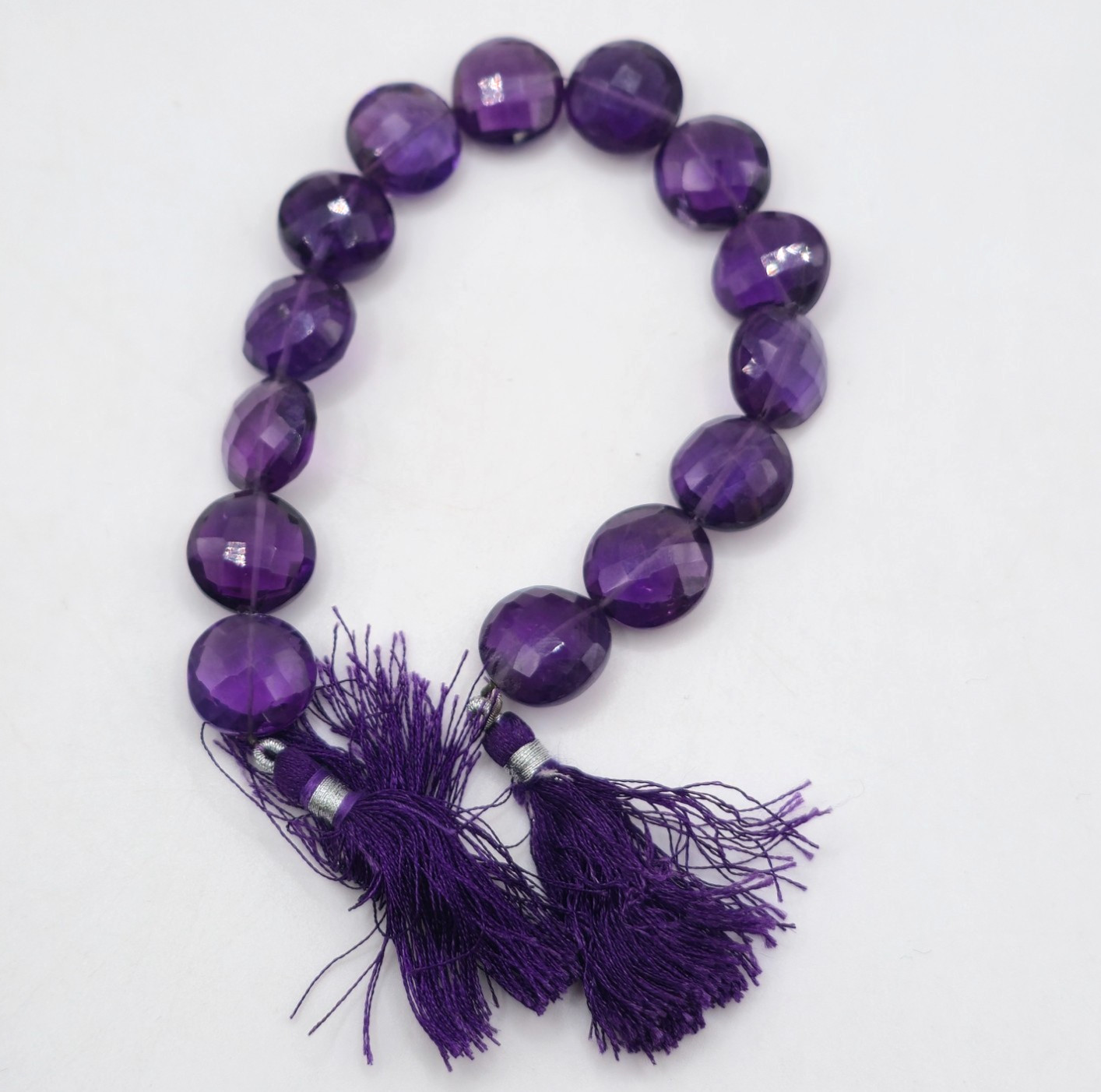 Fire Mountain Natural Amethyst Faceted Puff 15mm Beads Loose – 14 pc