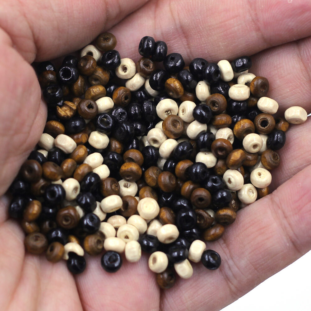900Pcs Wood Spacer Beads Wooden Round Tiny Mixed Craft Jewelry DIY Finding 4x3mm