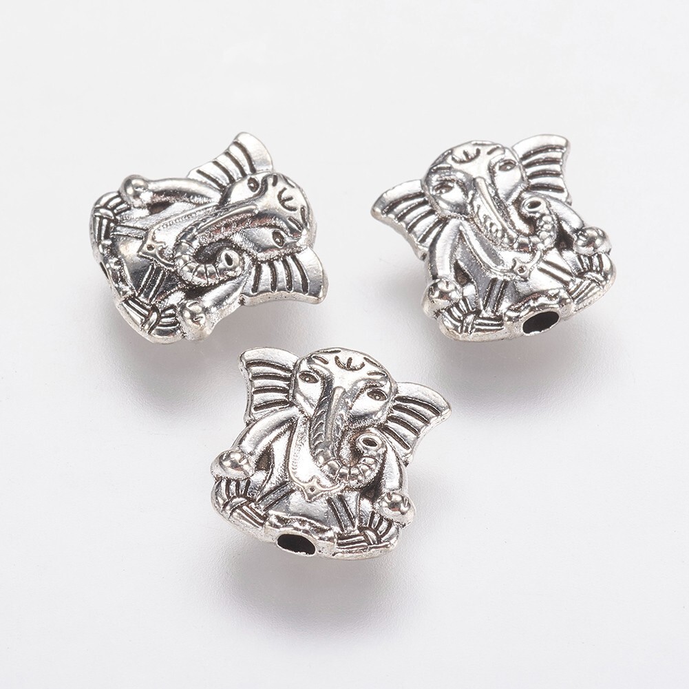 20Pcs Antique Silver Tibetan Style Alloy Elephant Beads Spacer Crafts 10x10x3mm