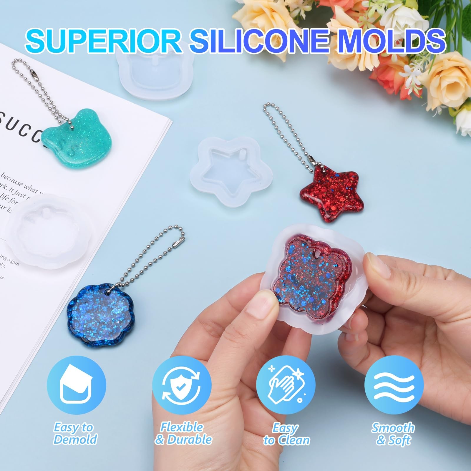 KISREL UV Resin Jewelry Making Kit, 200g Crystal Clear Resin with Light and M…