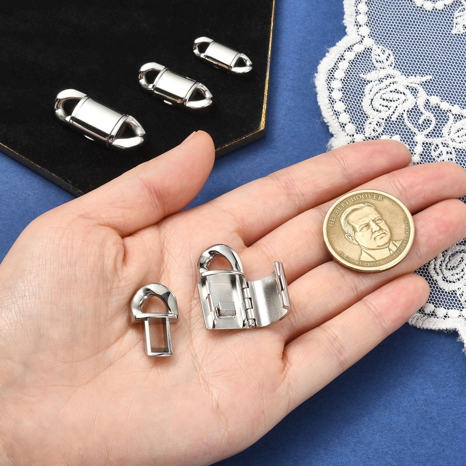 4pcs 316 Surgical Stainless Steel Clasps, Oval Silver Color Clasps for DIY