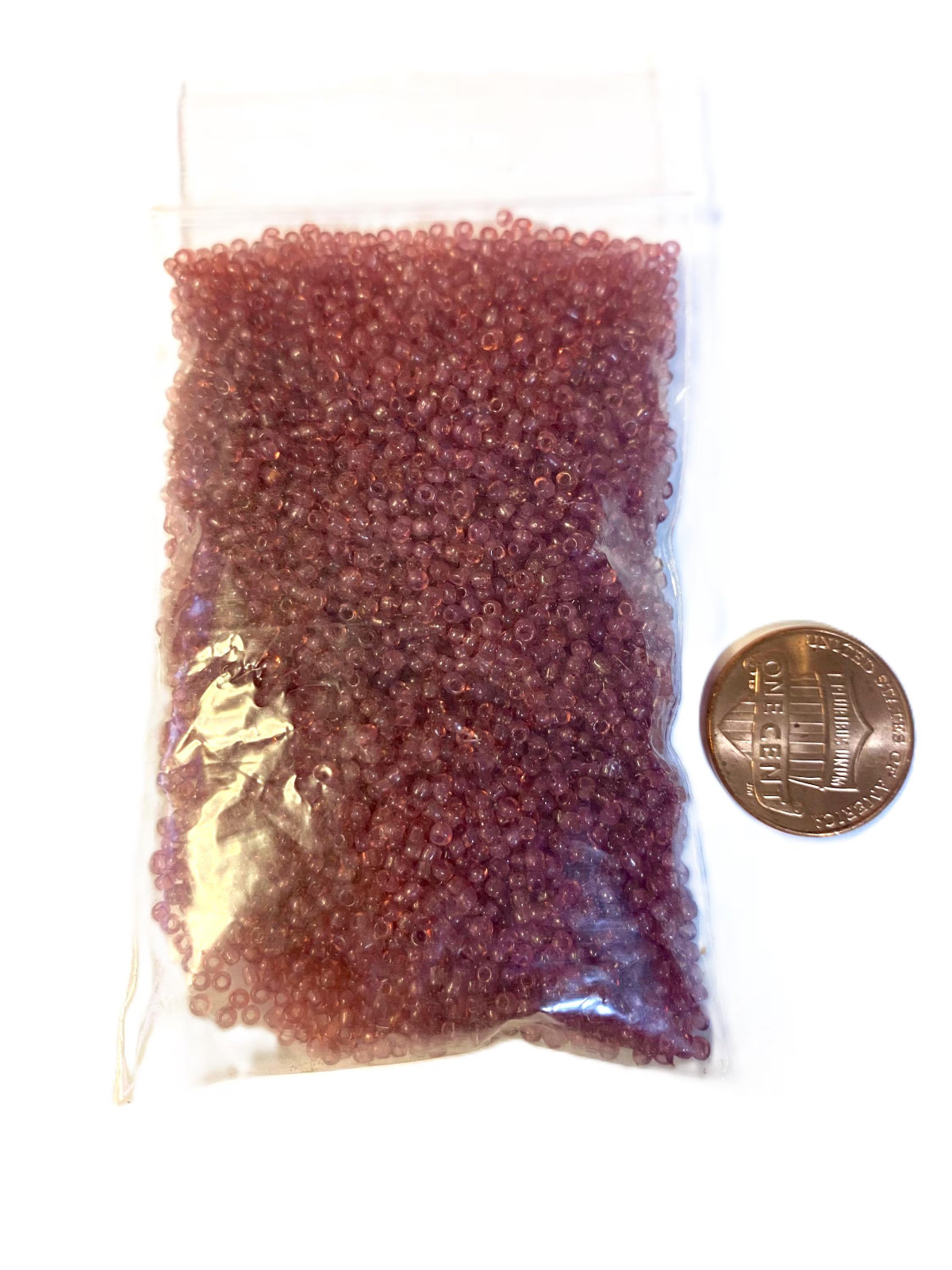 Vintage French Glass Seed Beads: Translucent Rose Berry Pink 13/0 (28g)