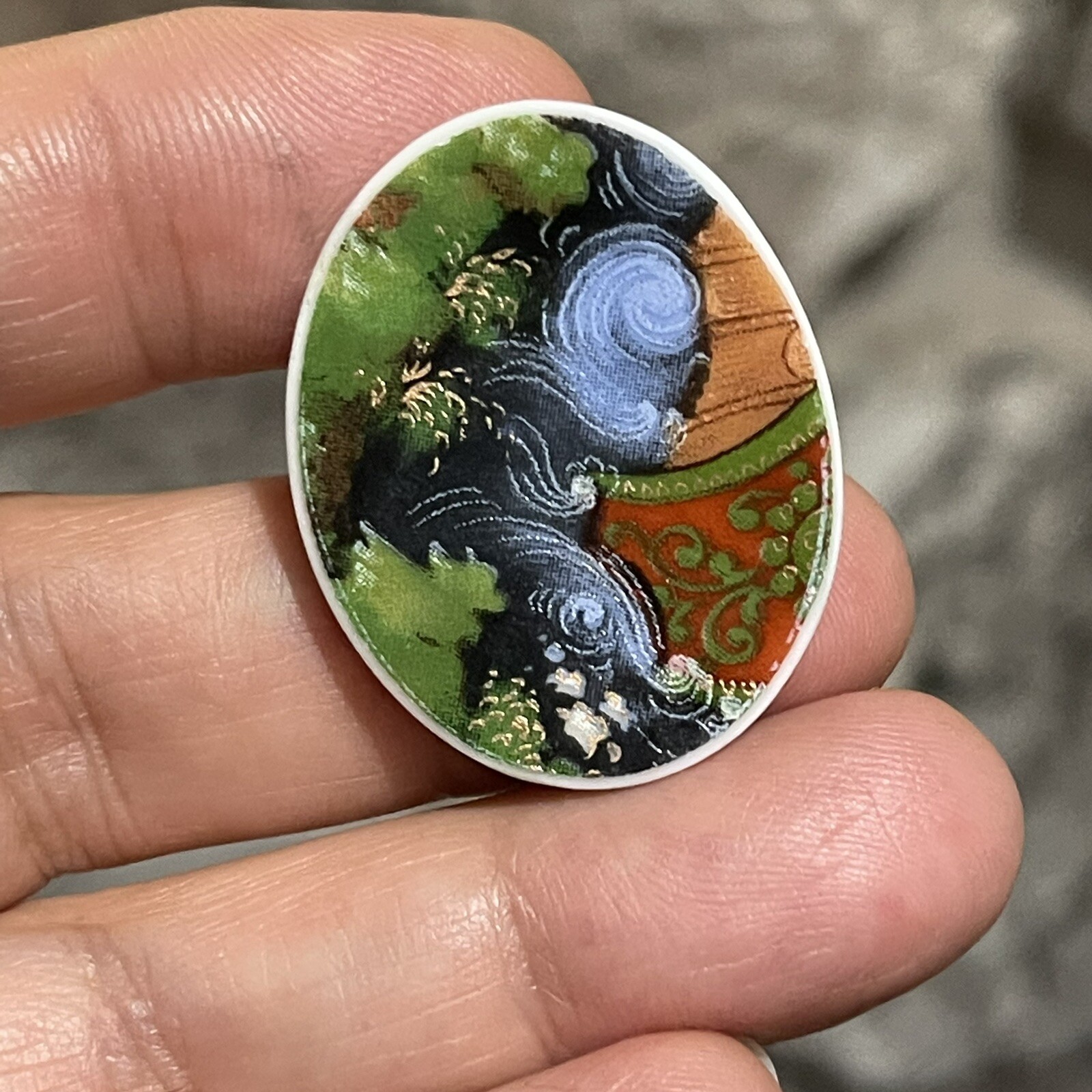 32×25.3×3.5mm Broken China Porcelain Oval Cabochon