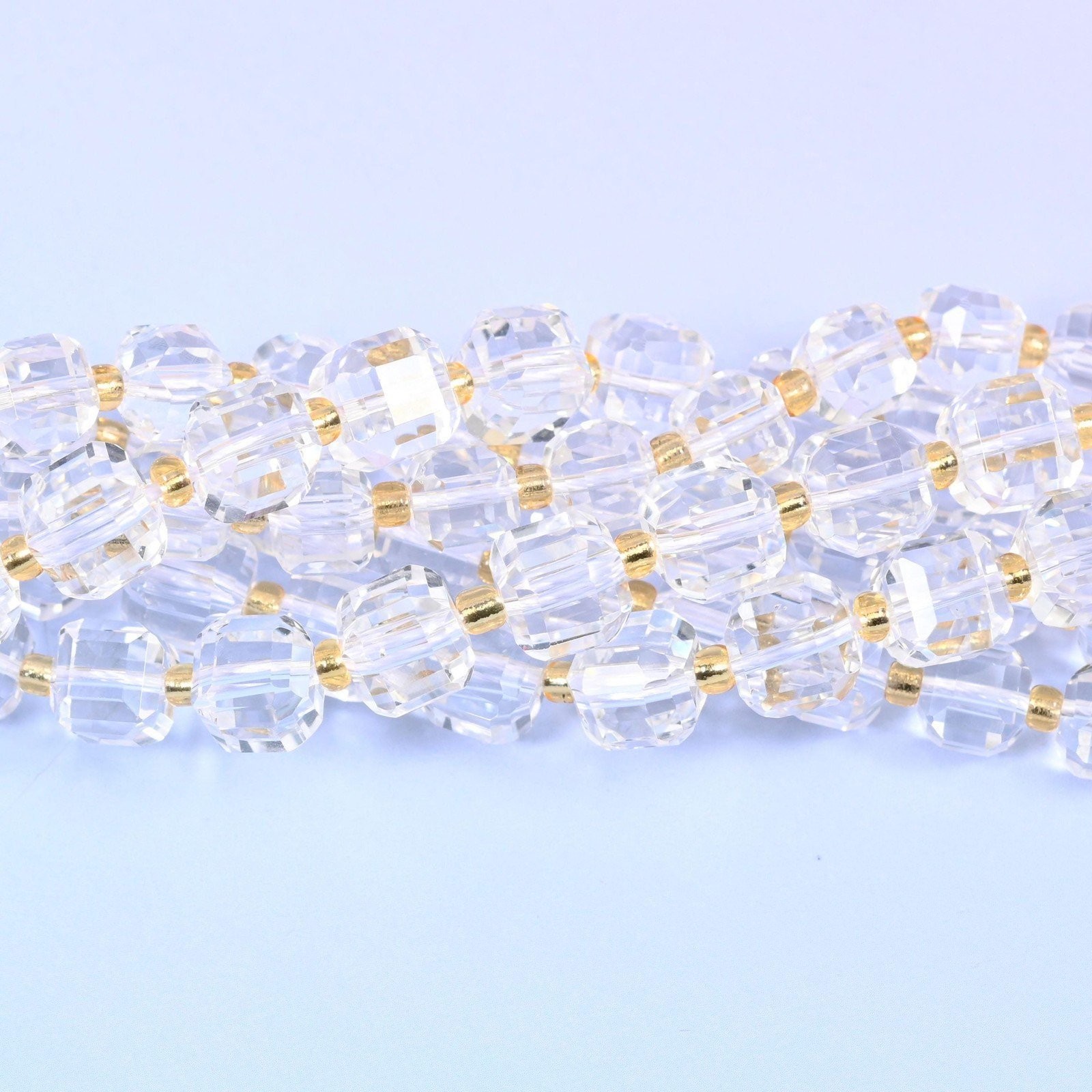 Clear Quartz Faceted Cube Beads: Size 6mm 8mm, Jewelry Making, 15 inch Strand