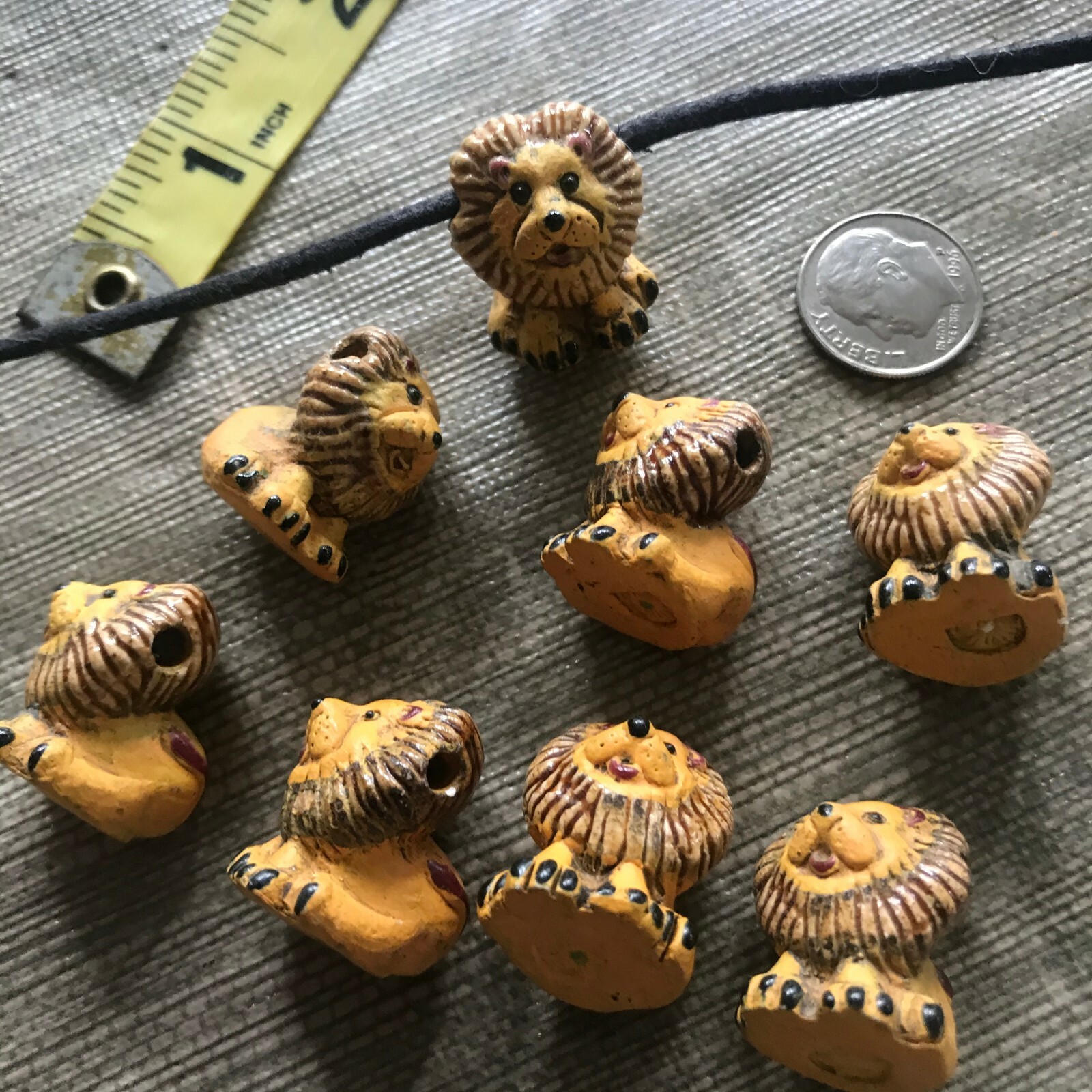 8 Animal Bead Pendants LIONS USA Artisan Made Ceramic High Quality
