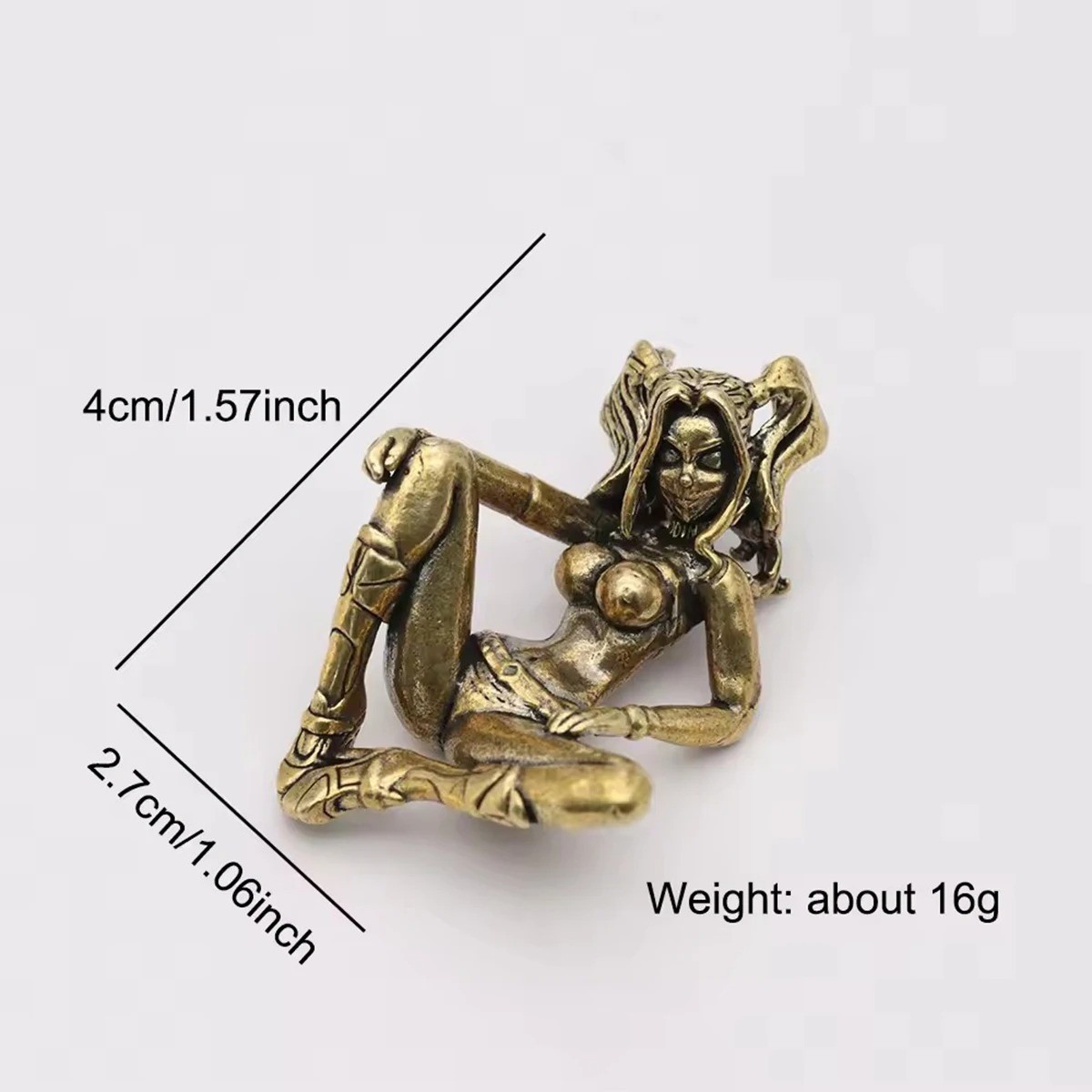 Vintage Brass Beauty Girl EDC Paracord Knife Beads Lanyard DIY Pendant Keychain-