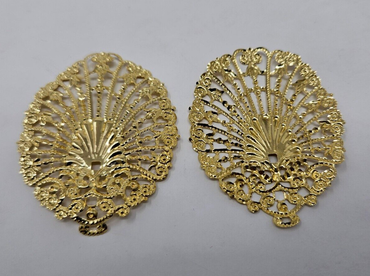 100 pcs VTG Filigree Scalloped Art Deco Charms Gold Metal Craft Jewelry Findings