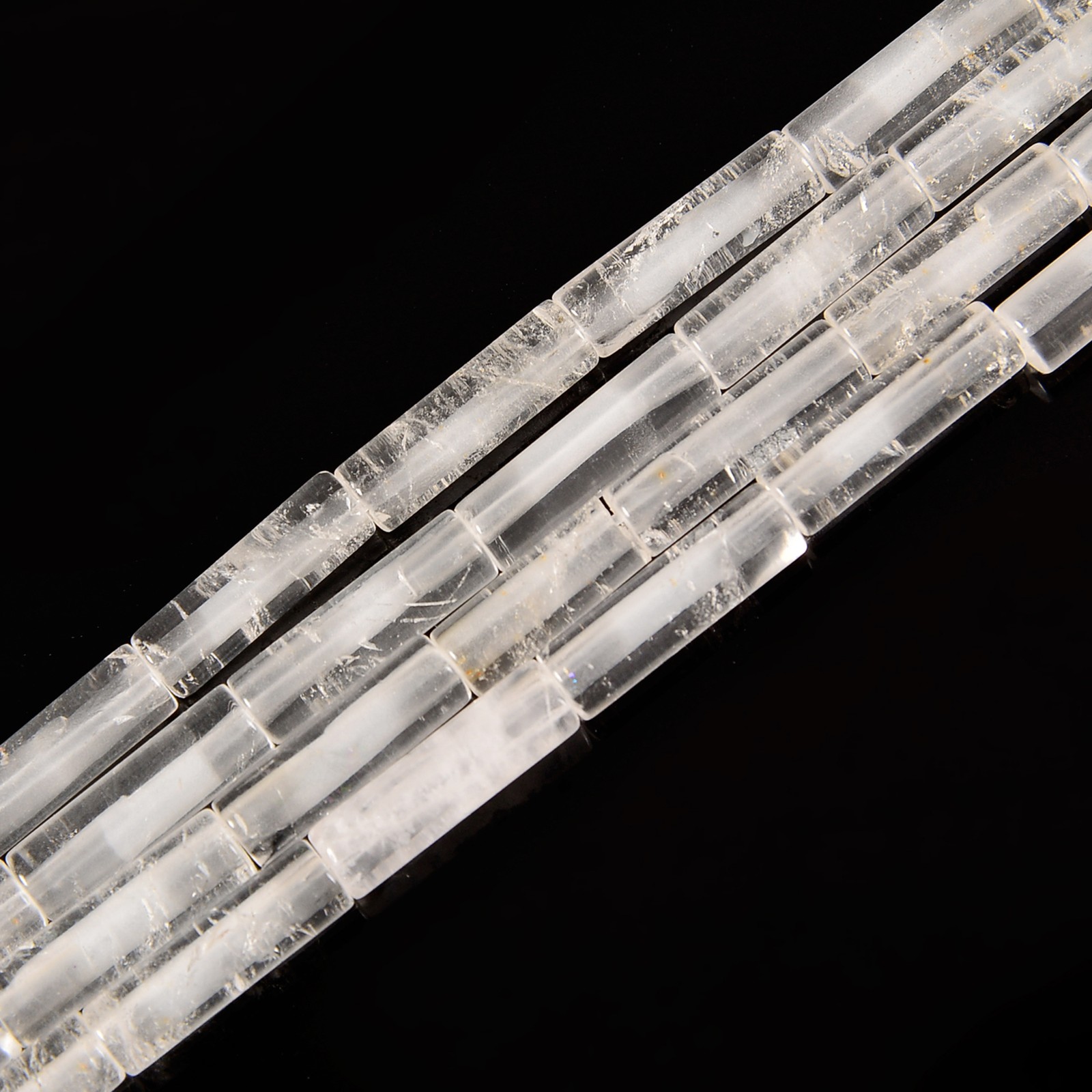 Natural Clear Quartz Cylinder Tube Beads Size 4x13mm 15.5” Strand