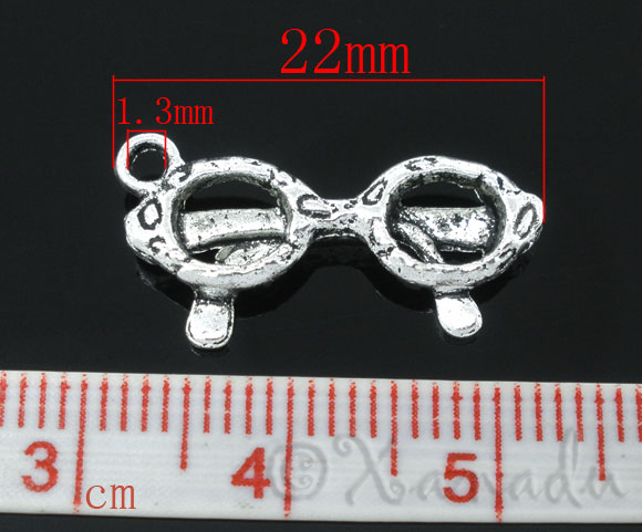 Eyeglasses Charms 22mm Antiqued Silver Plated Pendants C5560 – 10, 20 Or 50PCs