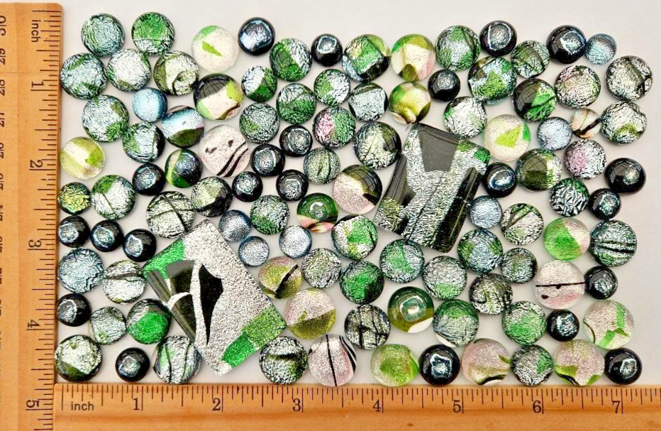 100 Plus Assorted Handcrafted Dichroic Glass Cabochons/Lot/Jewelry Making/COE 90