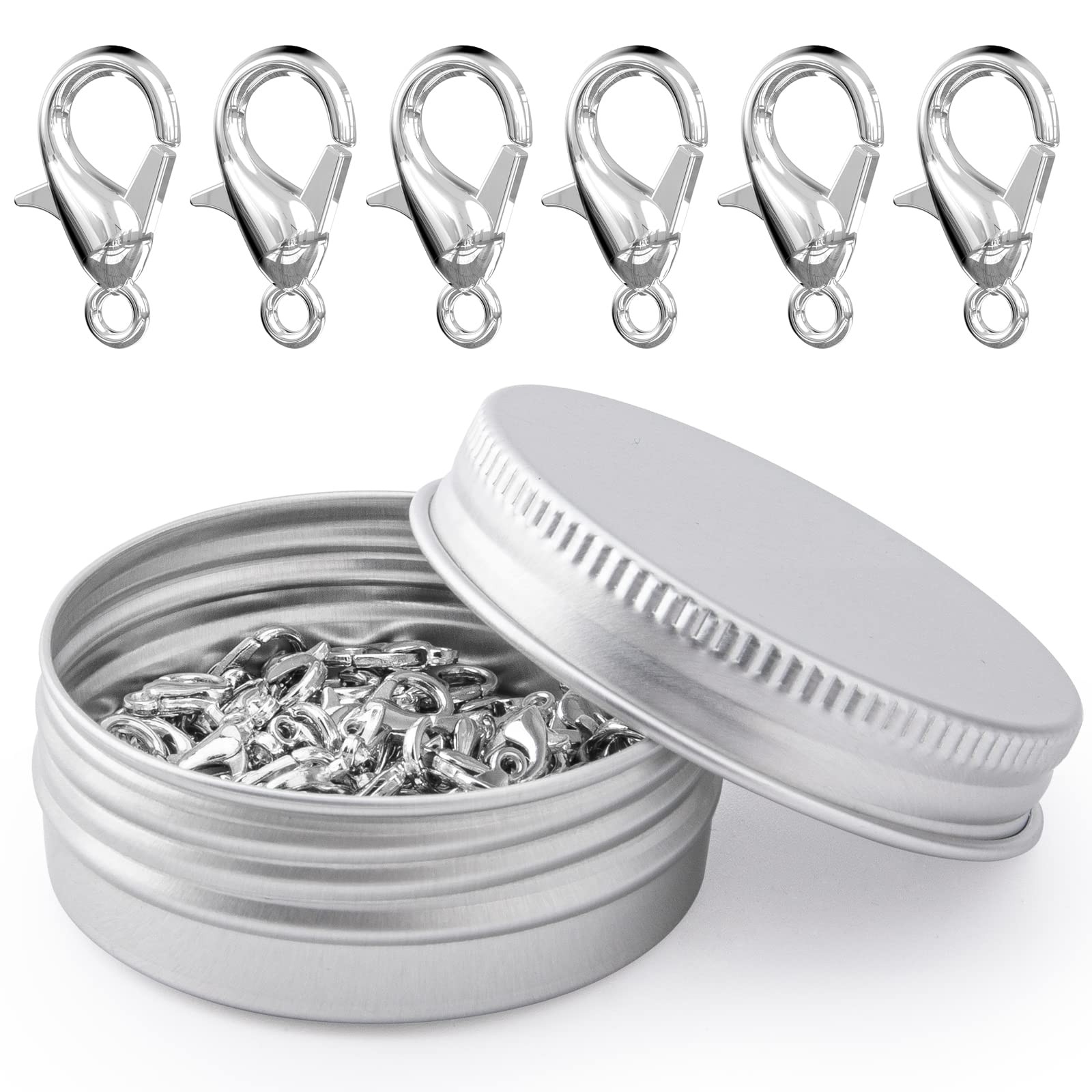 100pc Metal Alloy Small Lobster Clasps for DIY Necklace Bracelet, 12x6mm Nickel