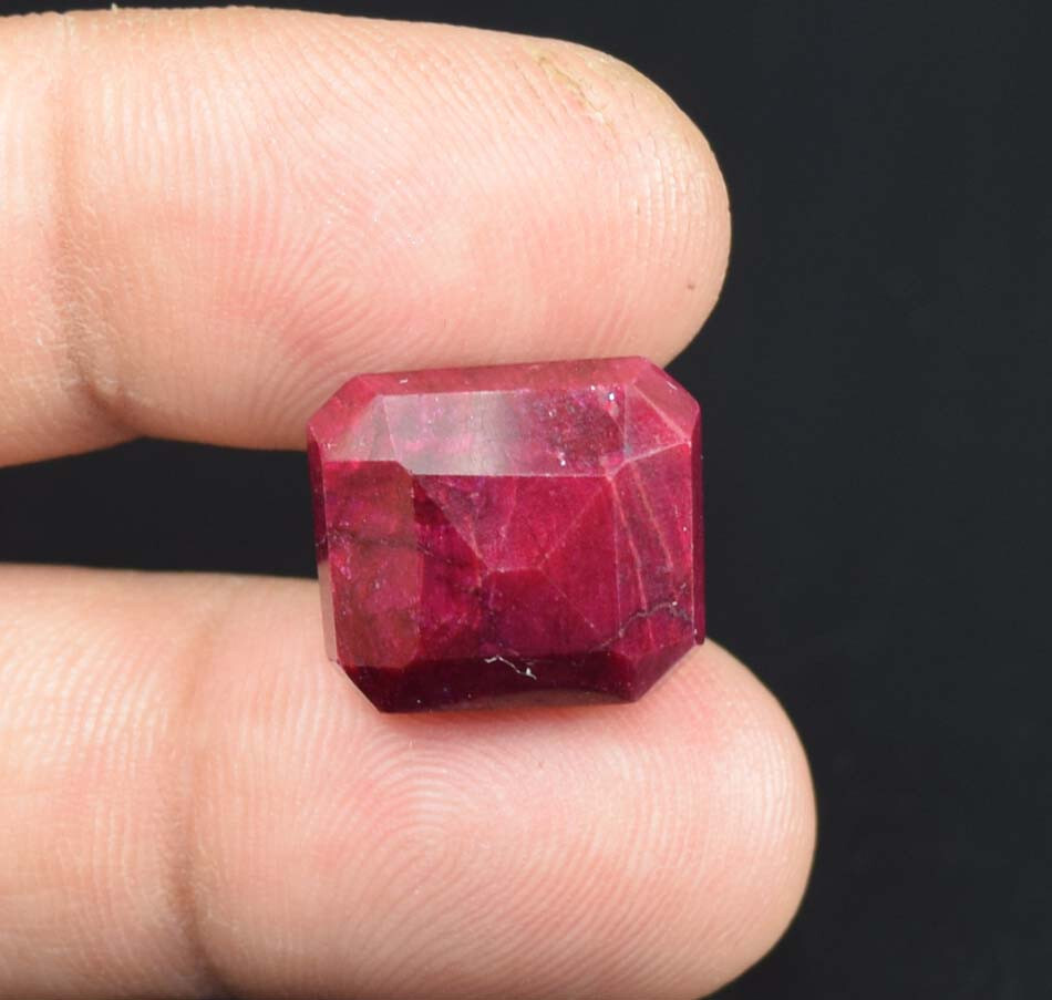 18.00 Cts Enhanced Ruby Natural African Red Ruby Cushion Faceted Cut For Pendant
