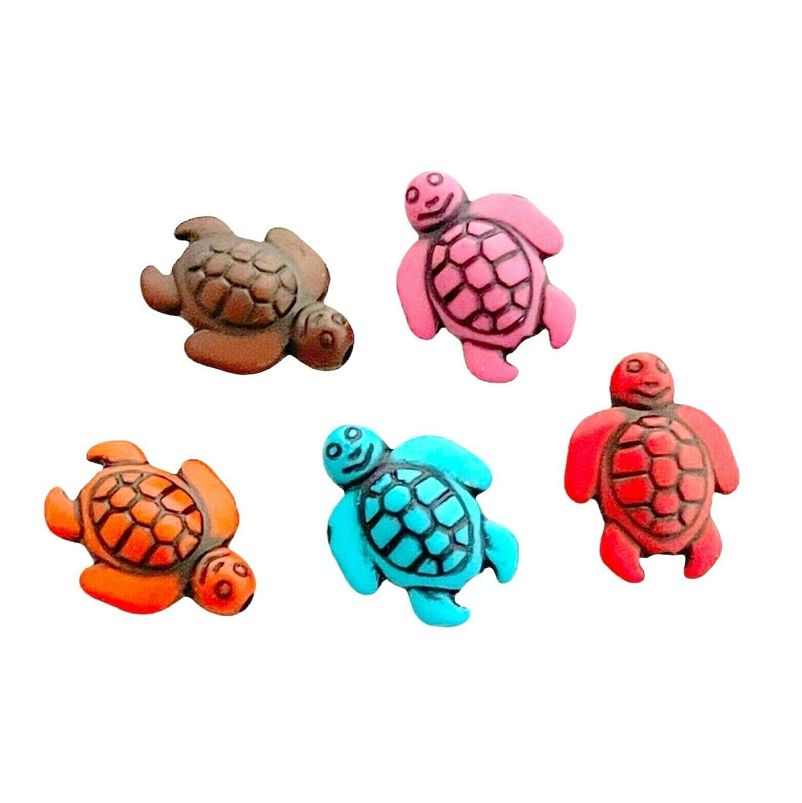 25 Turtle Tortoise Opaque Mix 18x15mm Black Embossed Inlay Acrylic Beads