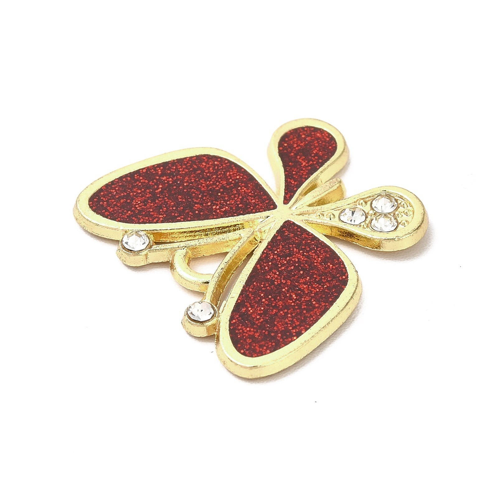 100Pcs Golden Butterfly Enamel Pendants for Jewelry Making with Glitter Powder