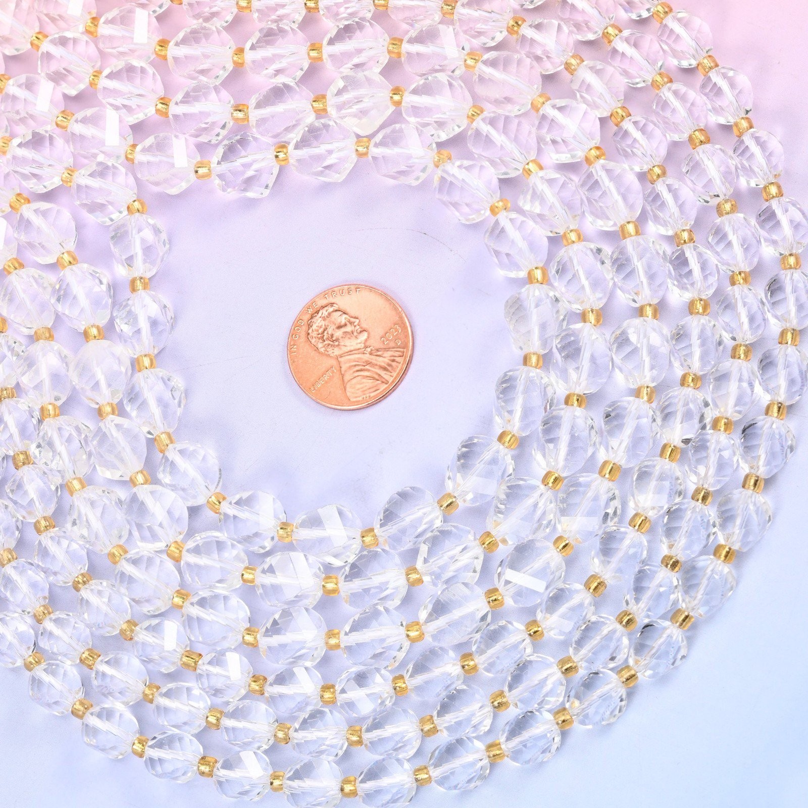 Clear Quartz Faceted Spiral Twist Beads: Size 8mm 10mm, Jewelry Making