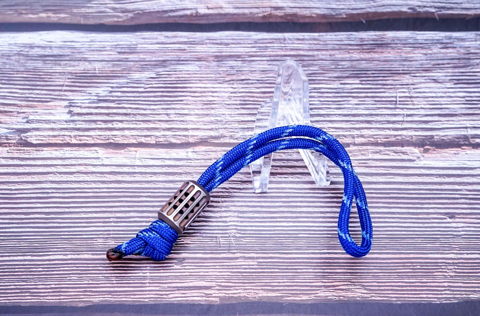 Berlin Ti Works Bead Bomb “V2” – Lanyard Bead, “Blue Trit”, Bronze Ano Titanium