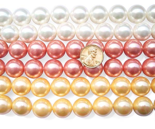 16mm White Rose Pink Gold Peacock Black and Silver Grey Southsea Shell Pearl Str