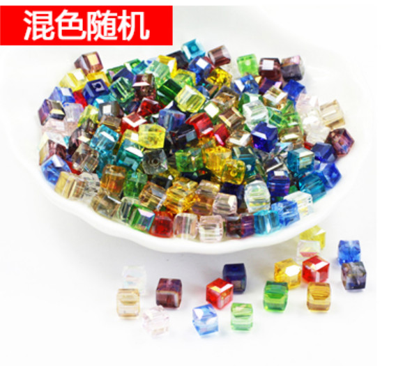 4mm 6mm 8mm Square Crystal Glass loose spacer Beads Jewelry Making Crafts Bead