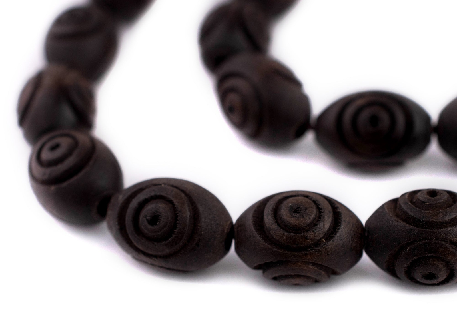 Carved Vintage-Style Oval Olive Wood Beads from Bethlehem 16x12mm Middle East