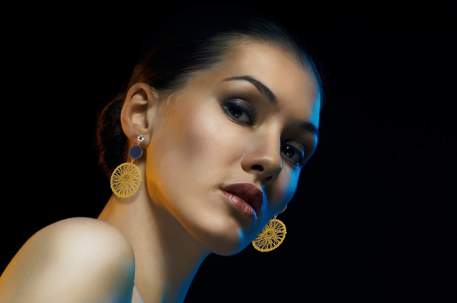 IDB Natural Handcrafted Wood Dream Catcher Mesh Dangle Boho Earrings (appro – 03
