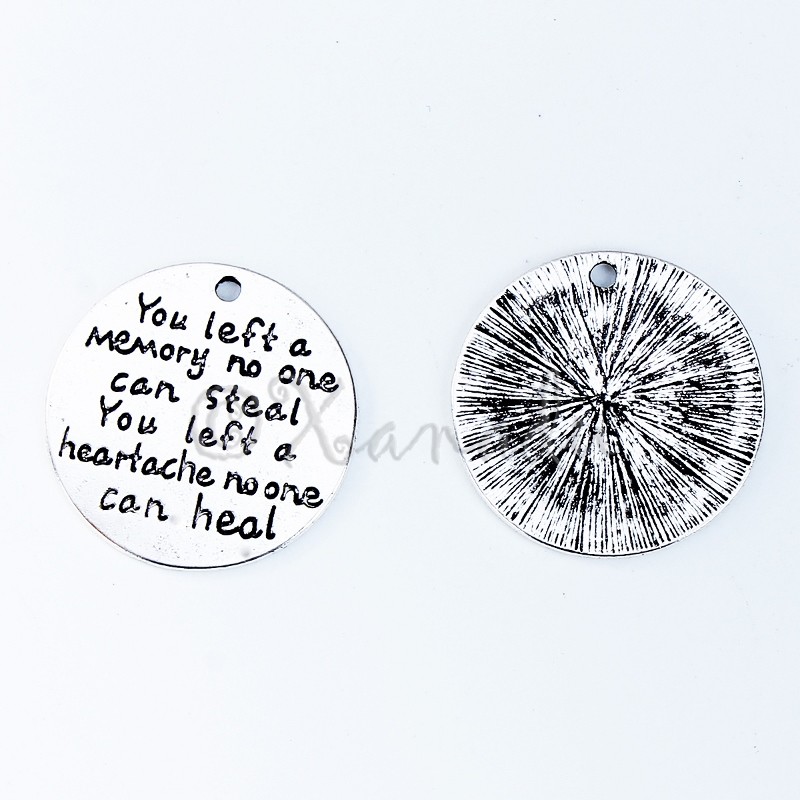 Memorial Charms – 23mm Antiqued Silver Plated Pendants C7712 – 2, 5 Or 10PCs