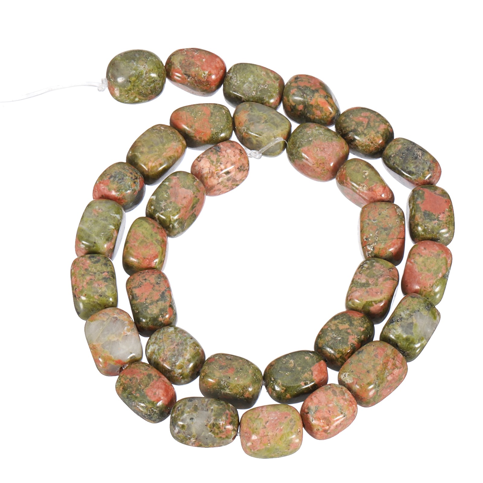 Natural Stone Gemstone Beads 15″ 12x8mm Cuboid Spacer Bead, Green Pink