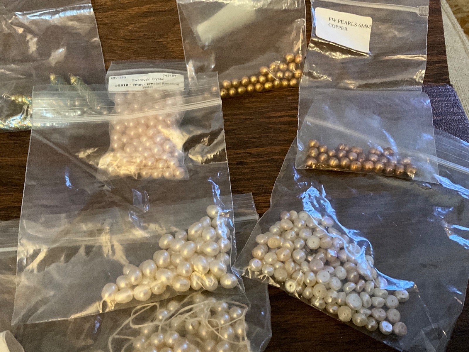 Fresh Water Pearl Beads Strands Colored Mixed Lot Various Sizes & Glass Beads