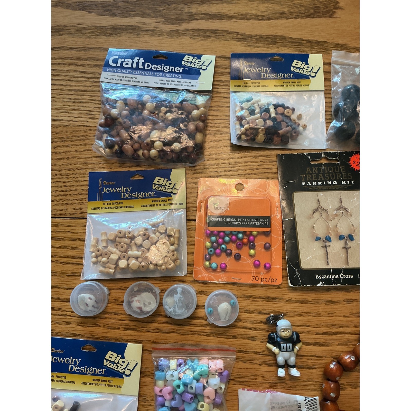 Mixed Jewelry Making Supplies Lot Darico Wood Beads Earring Kit Charms Crafting