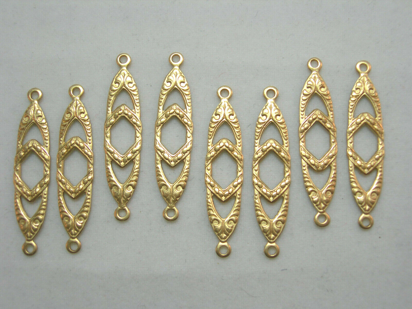 Raw Brass Art Deco Earring Drops Dangles Connectors Stamping – 8