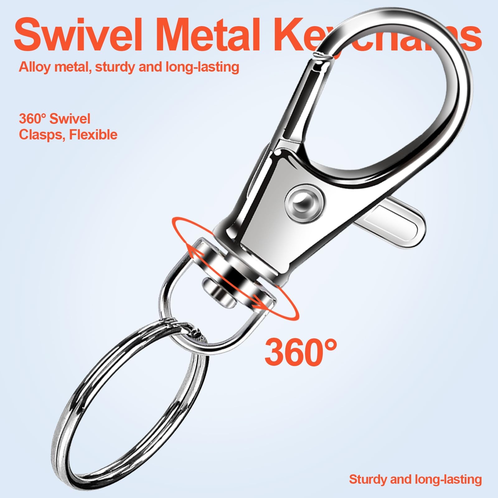 LEOBRO 60PCS Lobster Claw Clasps and Key Rings, 30PCS Keychains Clips Silver