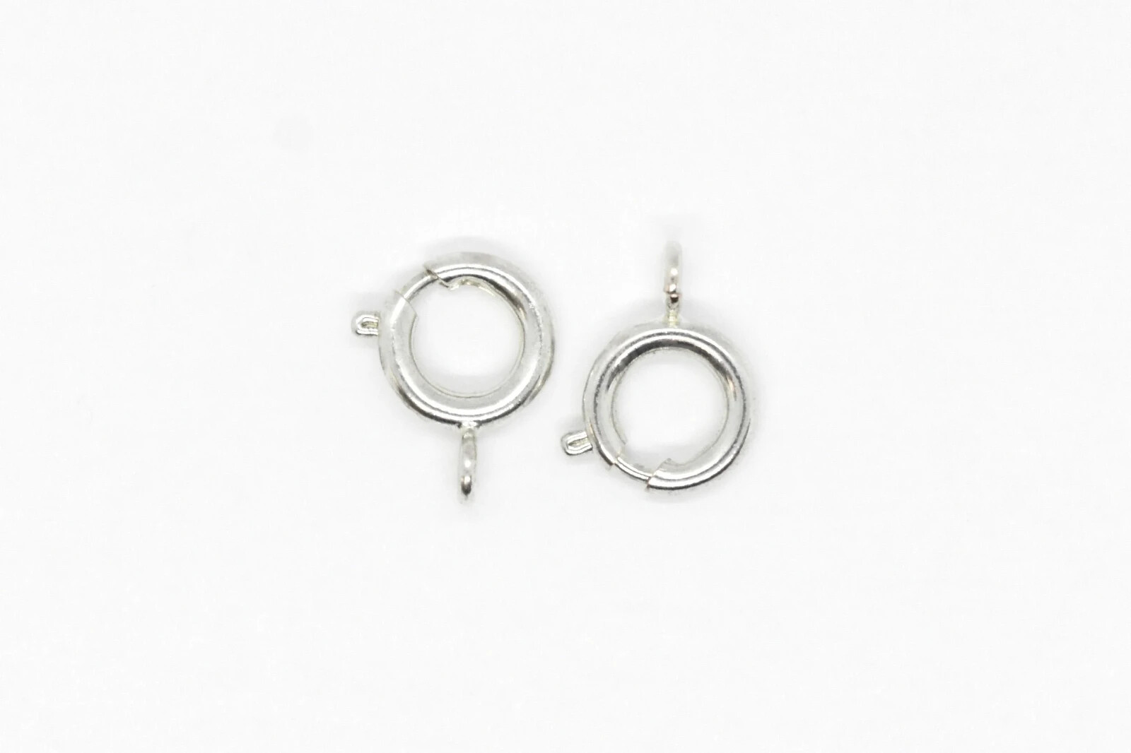 Silver Plated Brass 7mm Spring Ring Clasp w/ Open Jump Ring, 10pcs