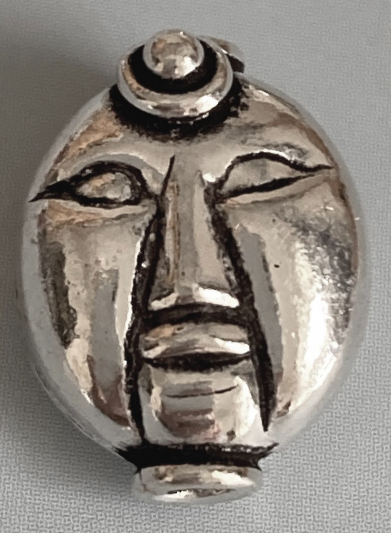 Sterling Silver Beads 7 Pack Face ~13x10mm 2-Sided 3-D Electroform Vertical Hole