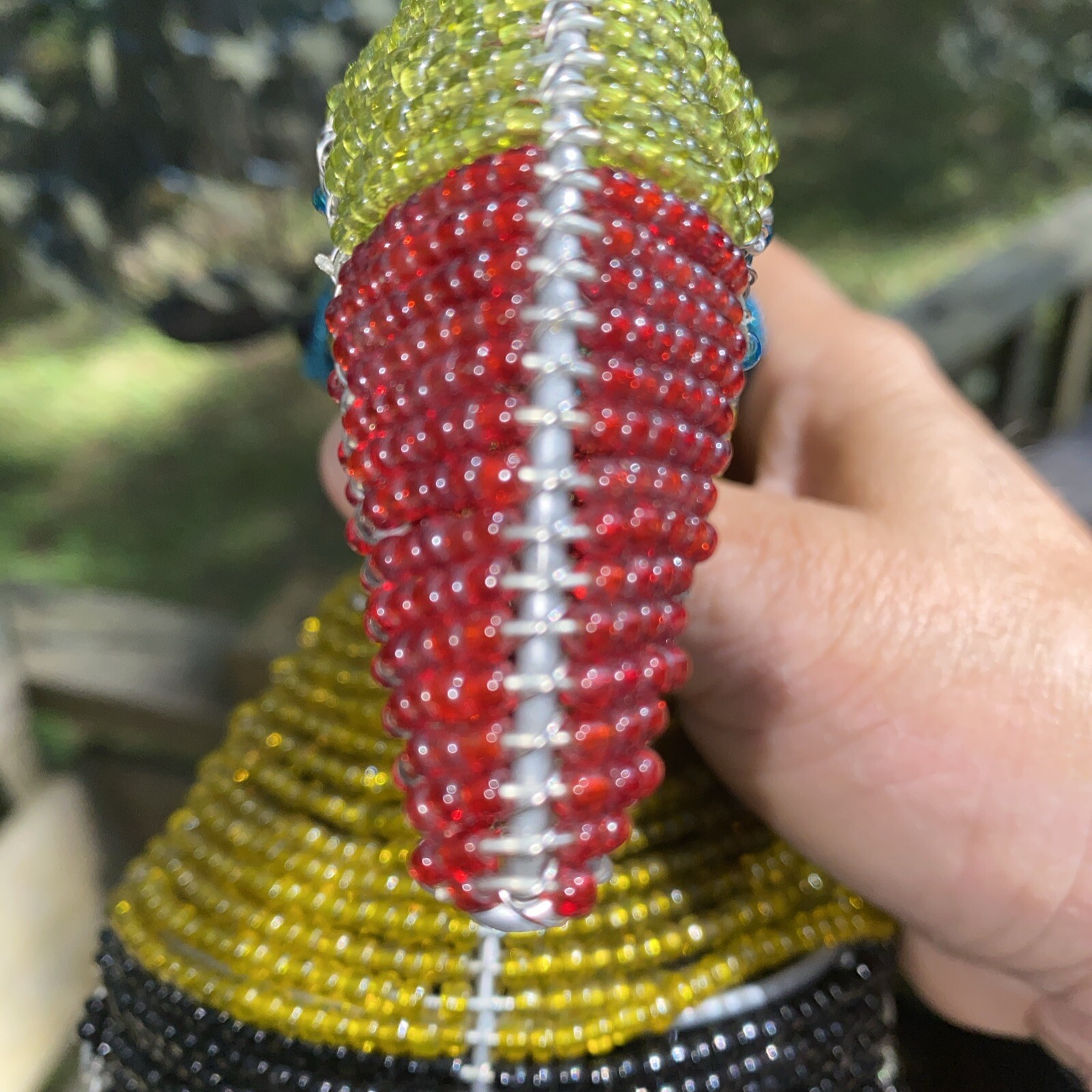 TUCAN bird made from glass beads LIFE SIZED tropical artisan crafted