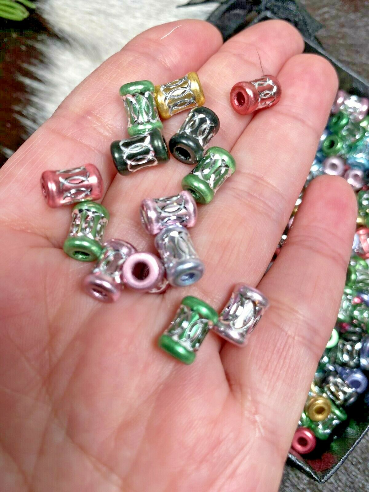 Aluminum Beads Bulk For Jewelry Making Silver Metal Bead TUBE 10mm 200 pcs