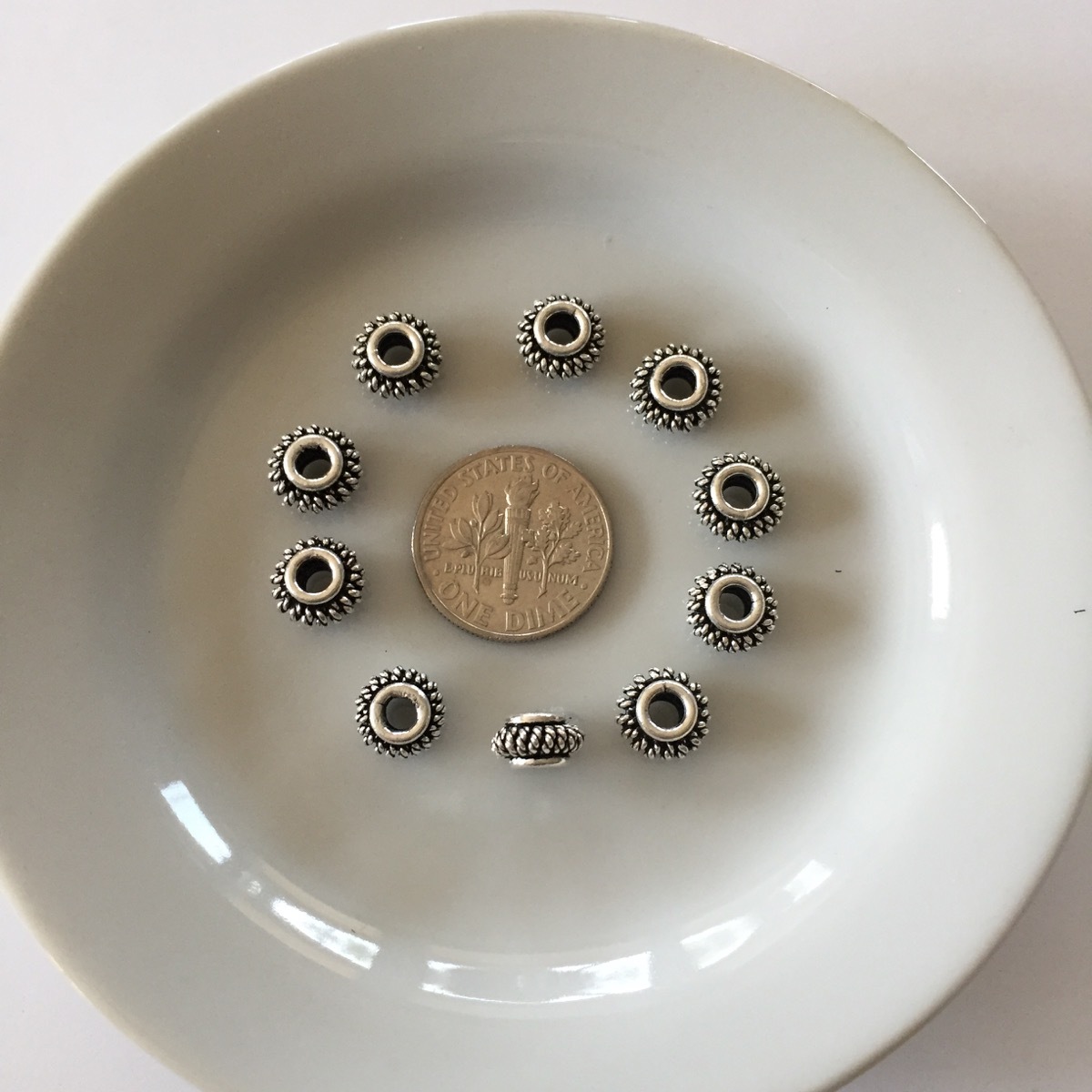 10 Sterling Silver Bali Style 8mm Spacer Bead 3.5mm hole 10pc at cost (bsb21-10