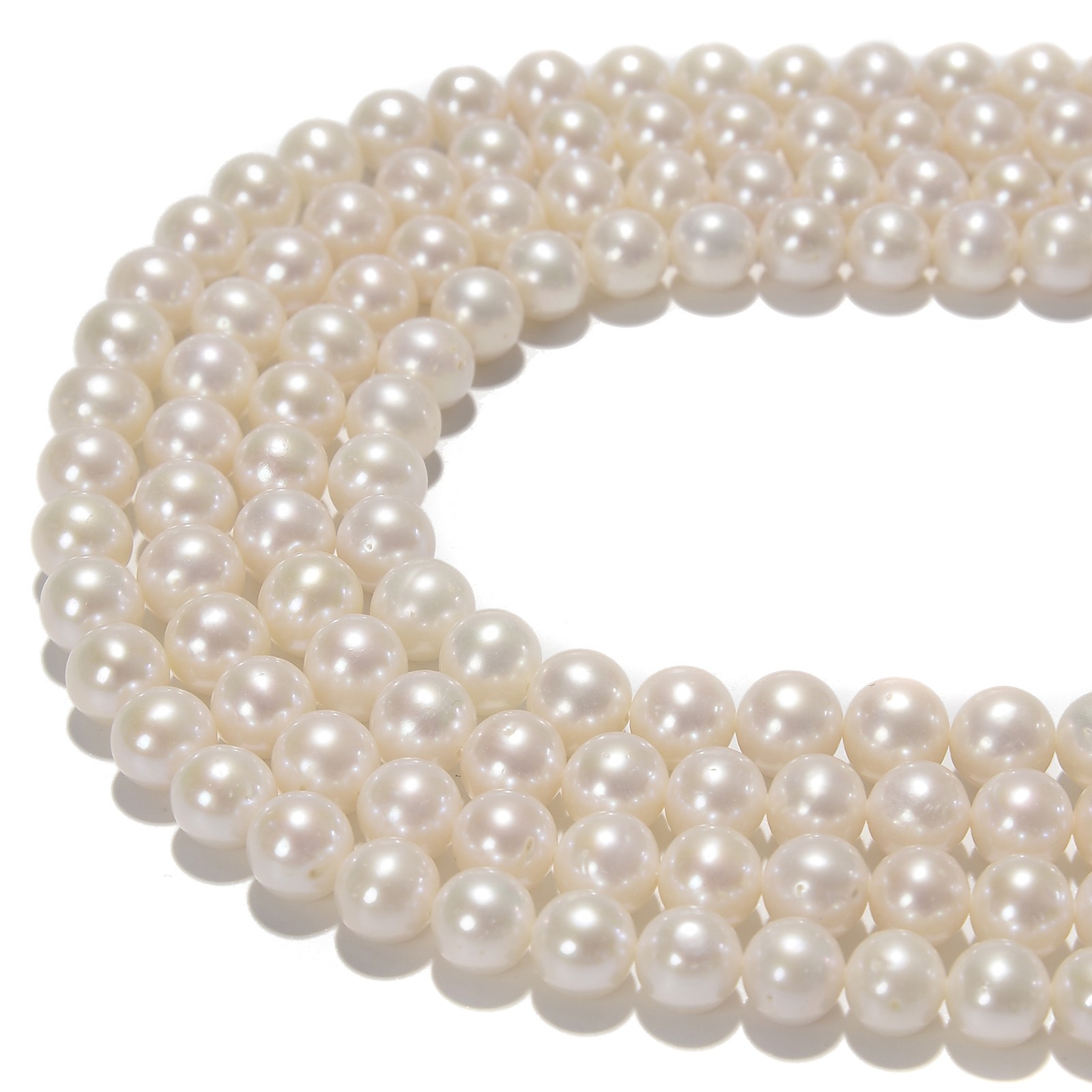 White Fresh Water Pearl Round Beads Size 8-9mm 15.5” Strand