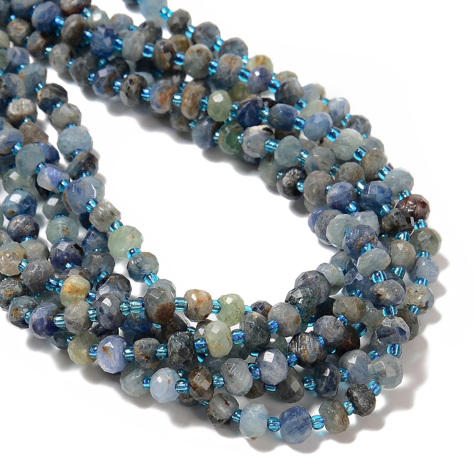 Natural Kyanite Faceted Rondelle Beads Size 6x8mm 15.5” Strand