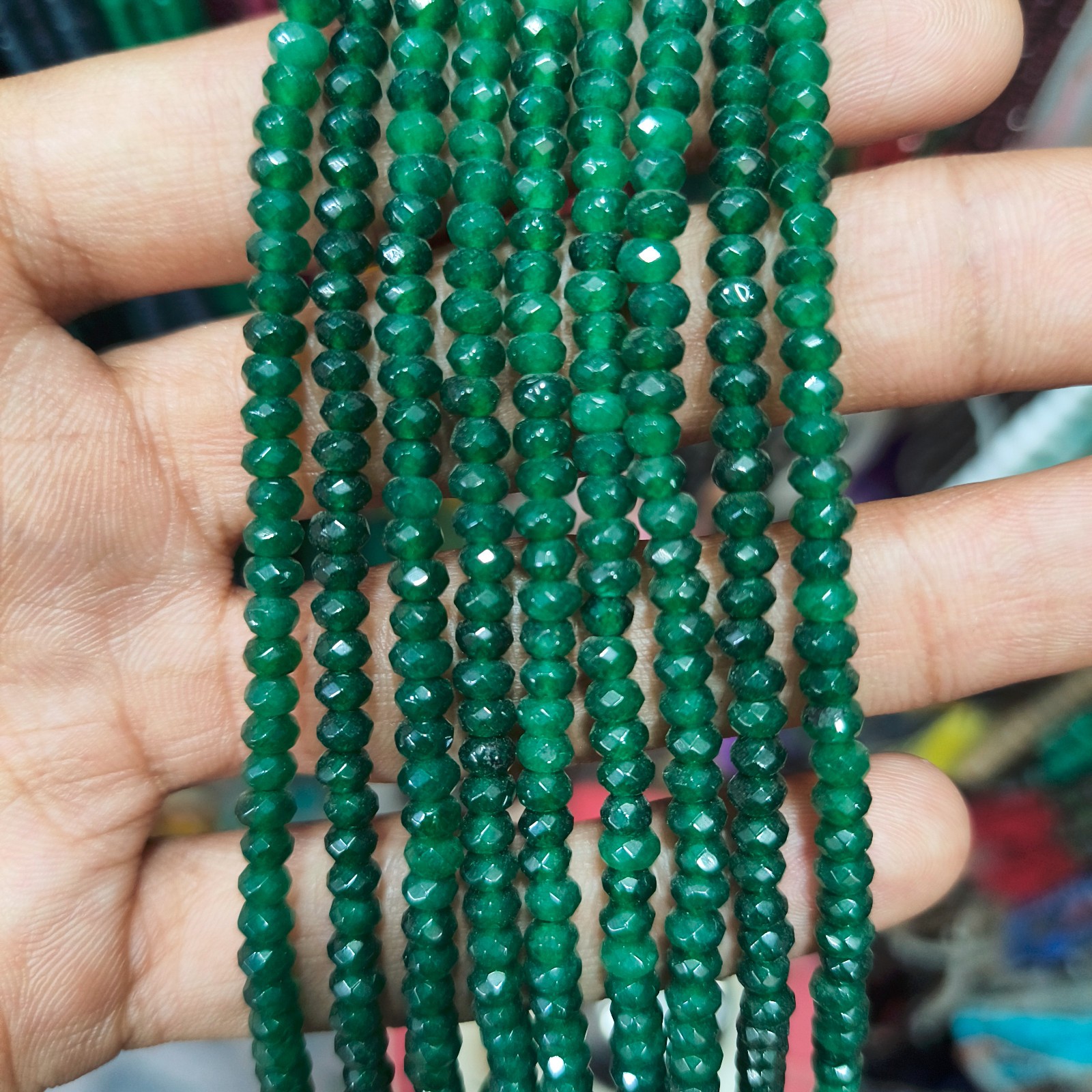Natural Emerald Beads Strand, Green Emerald Faceted Beads, Micro Cut Rondelle Be