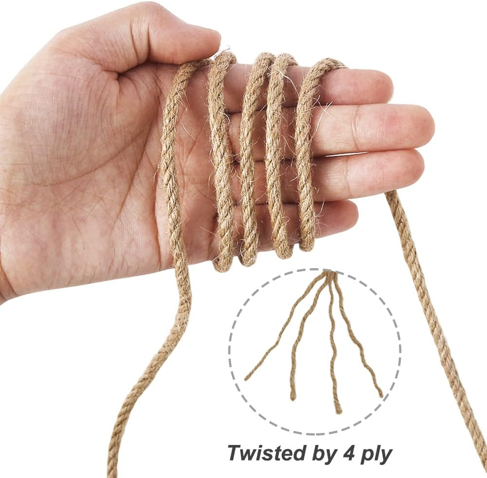 Jute Twine, 165 Feet 4Mm Thick Natural Jute Rope for Crafts, Garden Ties, Climbi