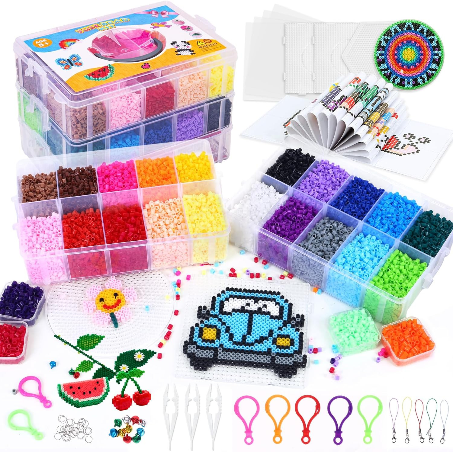 Fuse Beads Kit 24 Colors Melting Beads 21000 Pcs 5mm Beads with Over 80 Accessor