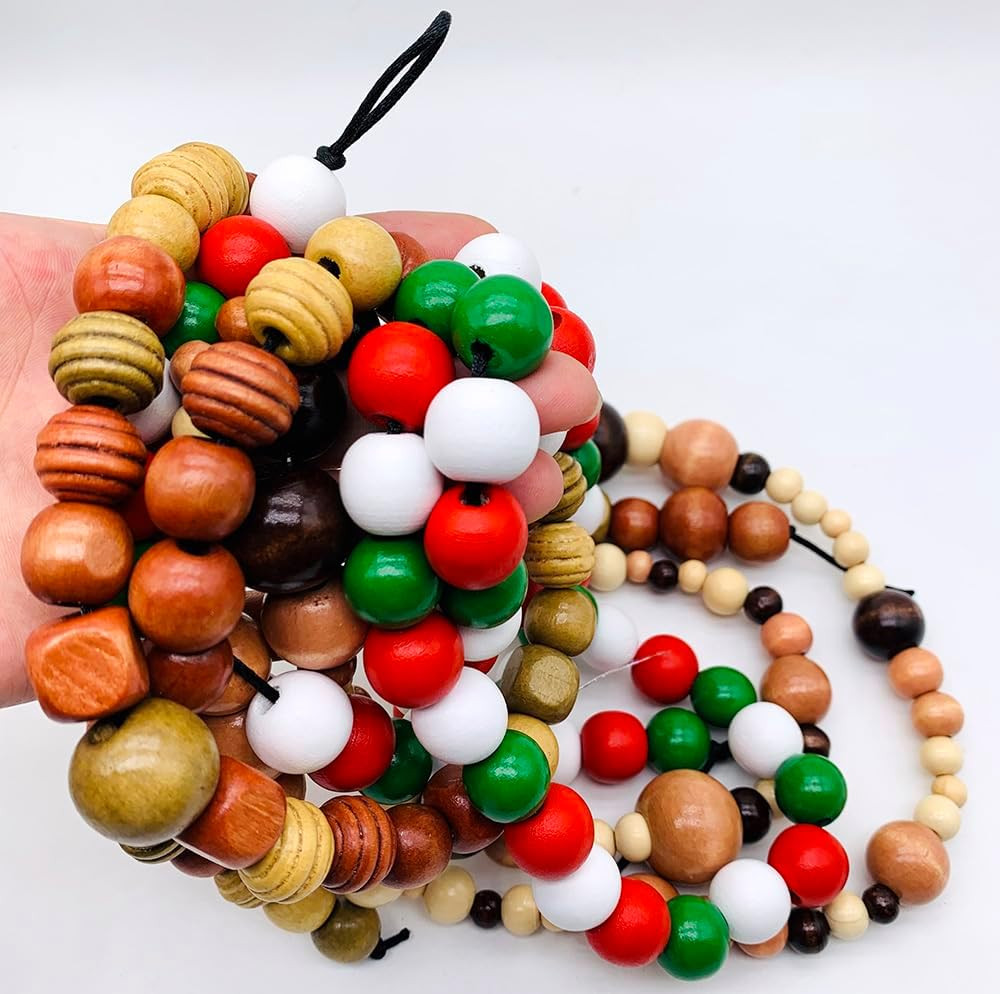 600Pcs Large Hole Wooden Beads Vintage round Natural Wood Hair Bead, 5 Colors 12