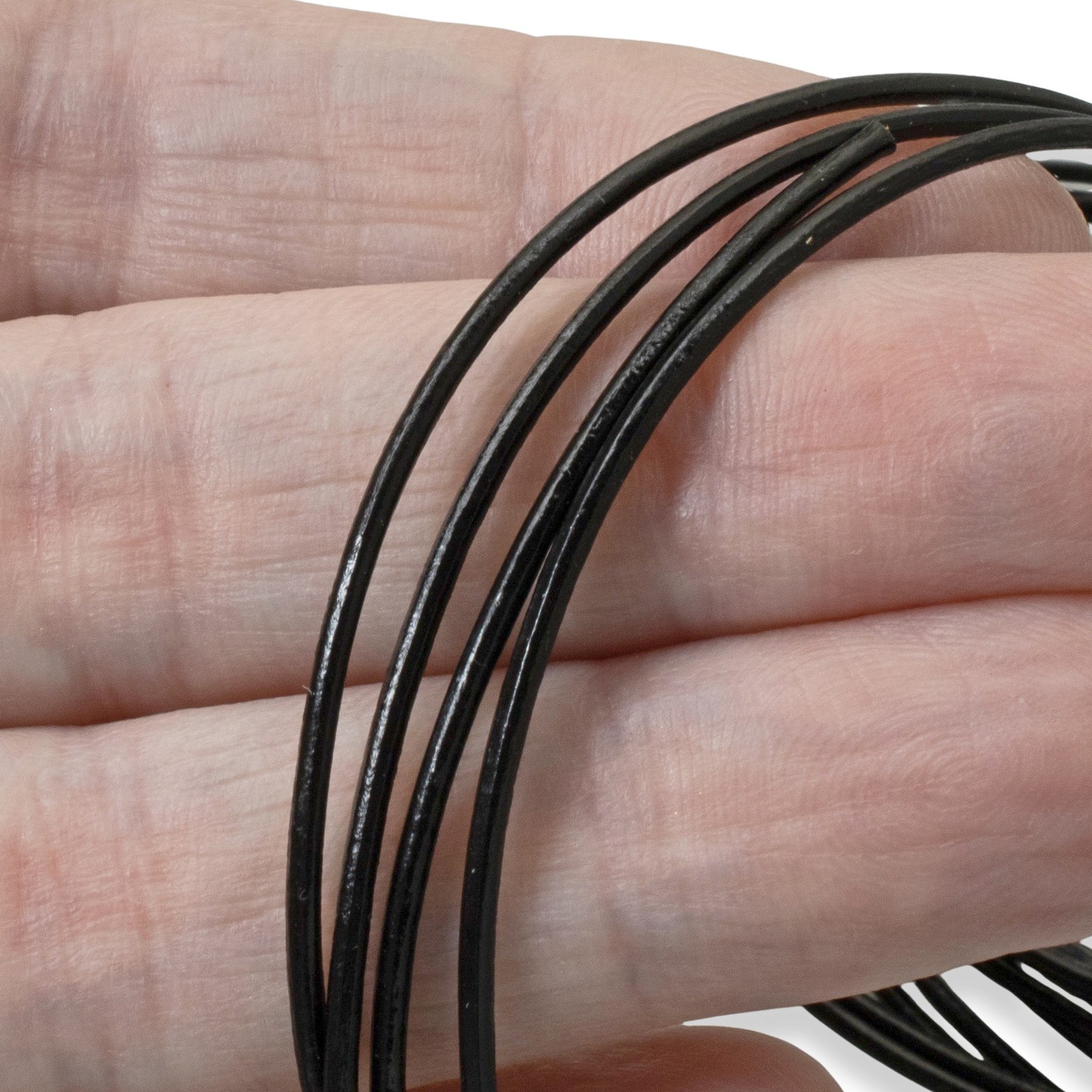 1.5mm Black Round Leather Cord 15 Feet, Genuine Cowhide Jewelry Making Supplies
