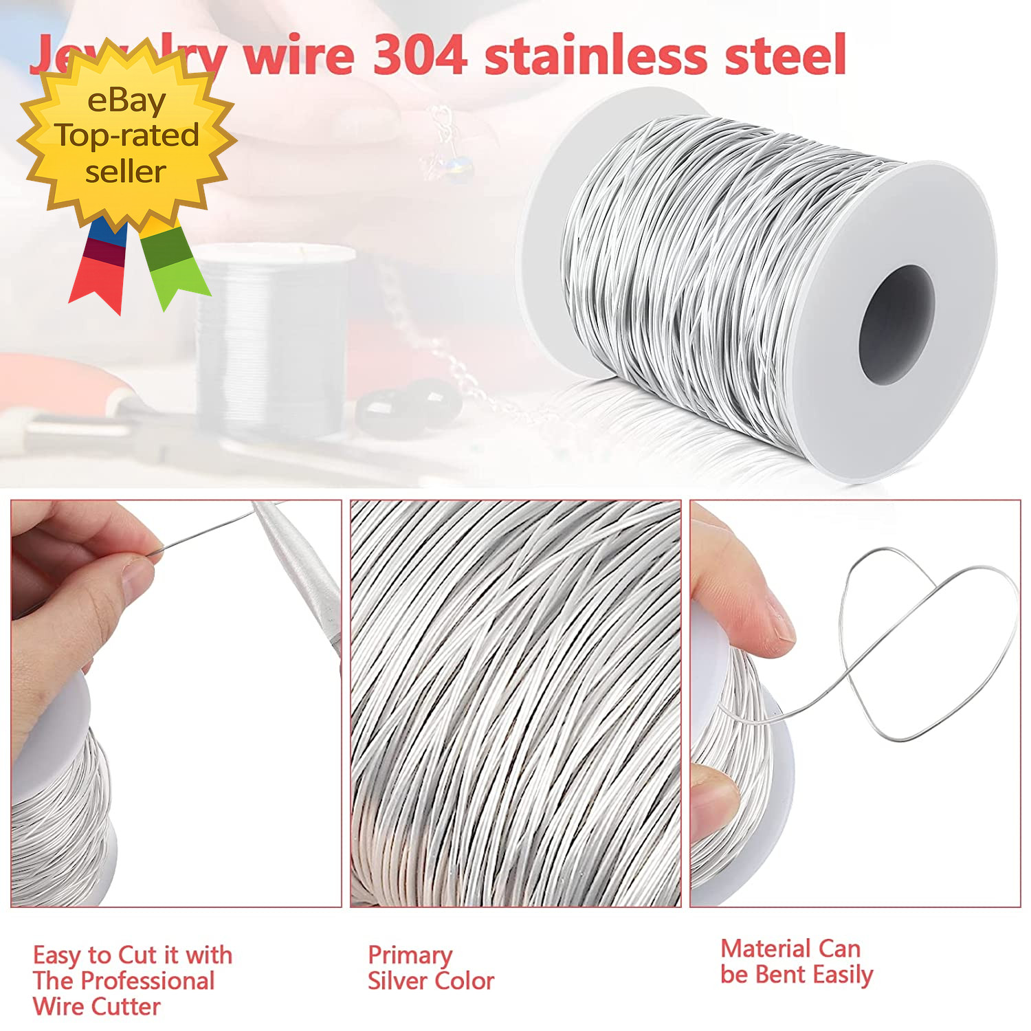 20 Gauge Stainless Steel Wire 304 Silver Craft Jewelry Sculpting Bailing Wire