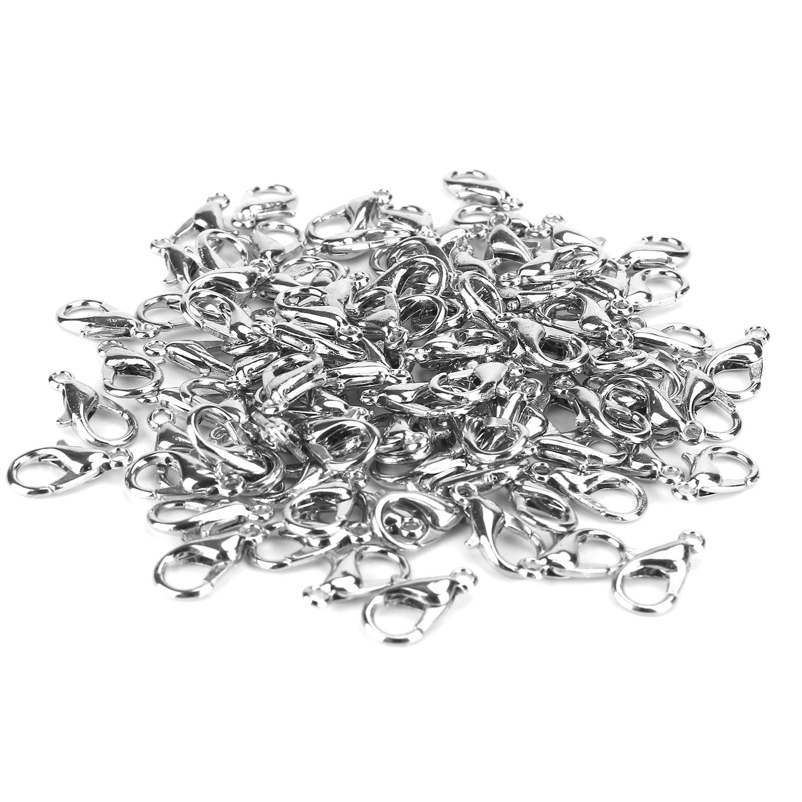 100pc Metal Alloy Small Lobster Clasps for DIY Necklace Bracelet, 12x6mm Nickel
