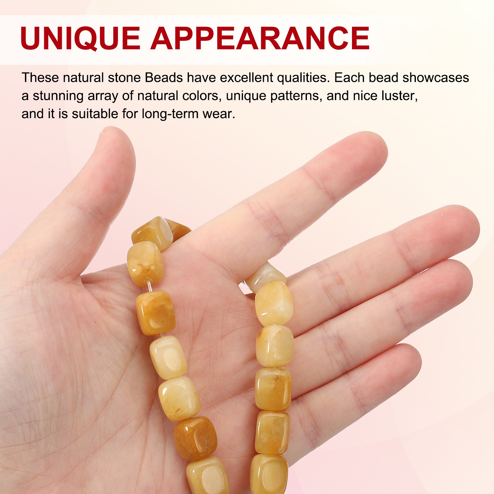 Natural Stone Gemstone Beads 15″ 12x8mm Cuboid Spacer Bead, Earth Yellow