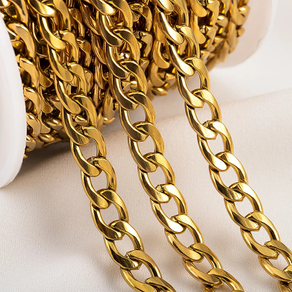 1Meter 2Meters 3-7Mm Stainless Steel Cuban Link Cable Chains for DIY Necklace Br