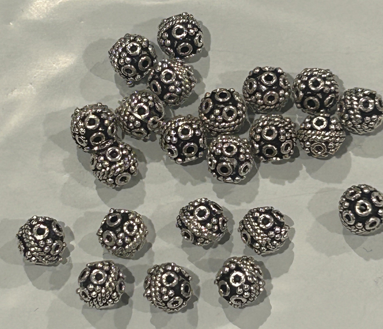 22 Bali Style Ornate Spacer Beads Sterling Silver 20g Jewelry Findings