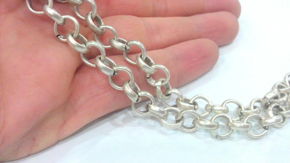 Large Rolo Chain 1 Meter – 3.3 Feet Antique Silver Plated jewelry Accessories