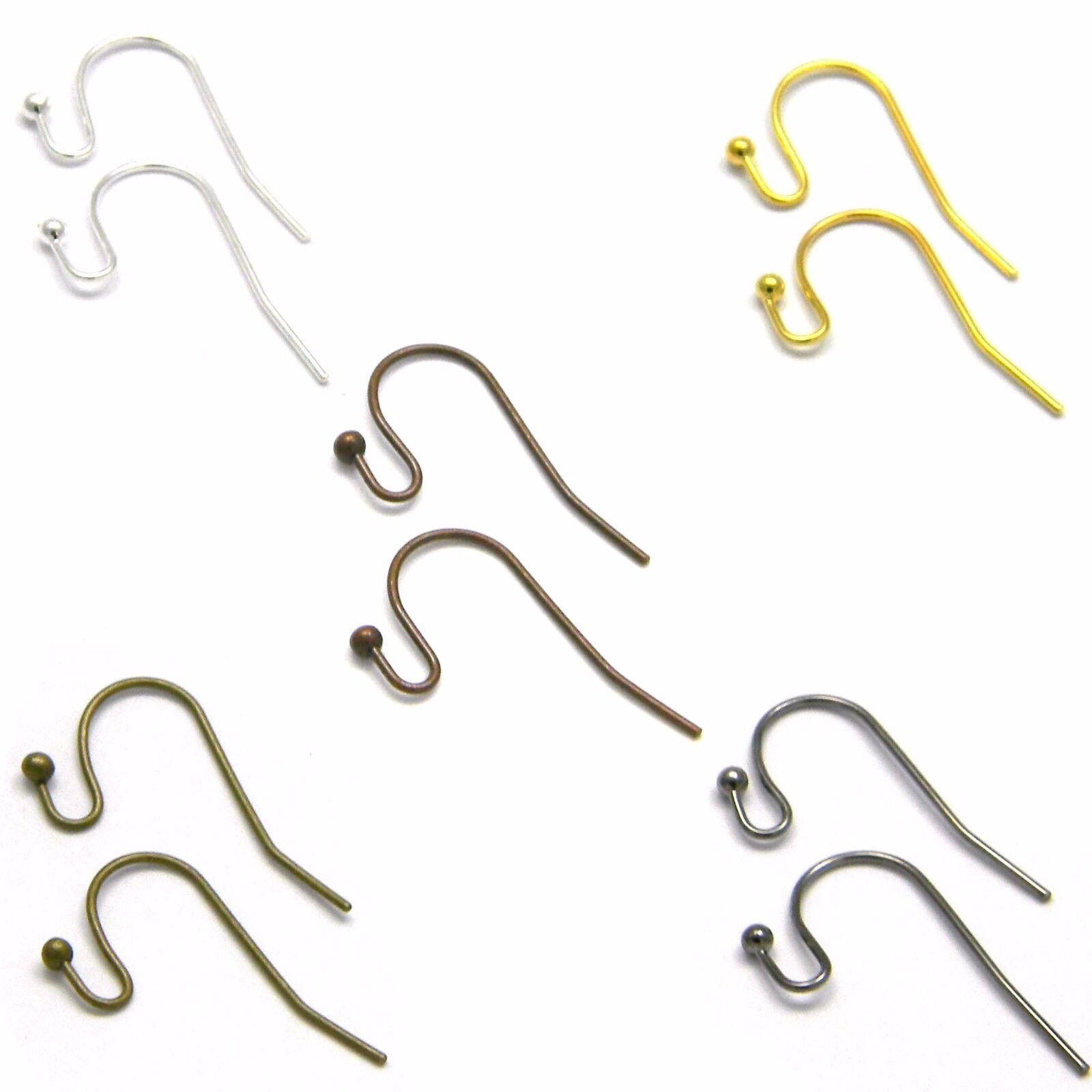 10 Fishhook 21 Gauge Hook Earring Findings W/ Open Fancy Ball Loop French Hooks